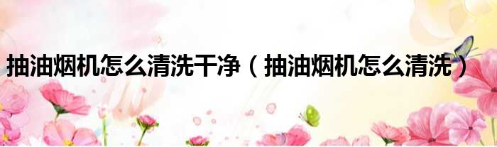 抽油烟机怎么清洗干净 抽油烟机怎么清洗