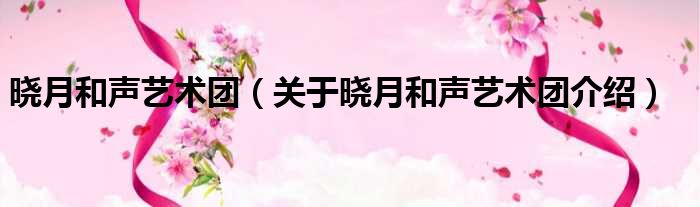 晓月和声艺术团 关于晓月和声艺术团介绍