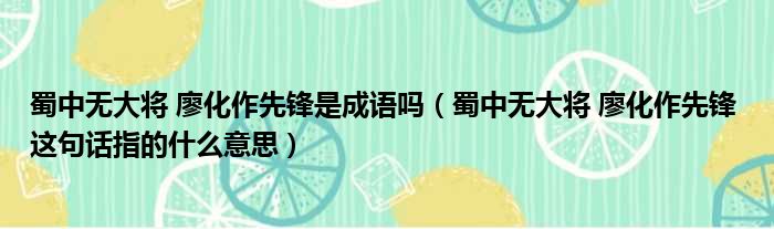 蜀中无大将 廖化作先锋是成语吗 蜀中无大将 廖化作先锋 这句话指的什么意思
