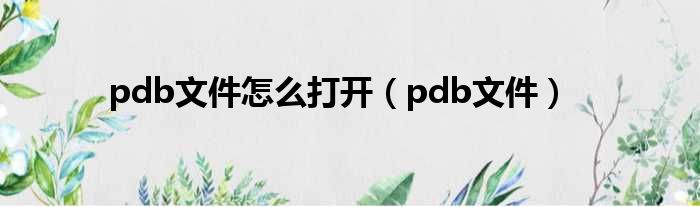 pdb文件怎么打开 pdb文件