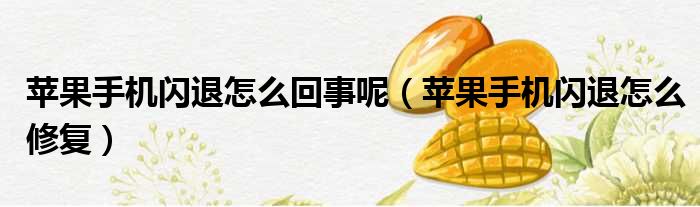 苹果手机闪退怎么回事呢 苹果手机闪退怎么修复