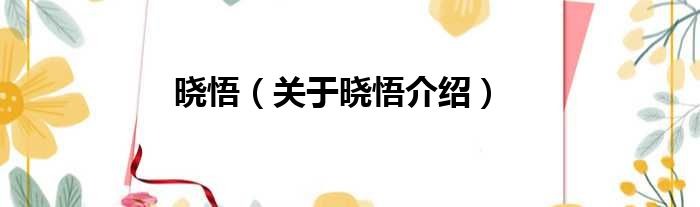 晓悟 关于晓悟介绍