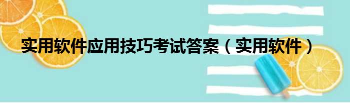 实用软件应用技巧考试答案 实用软件
