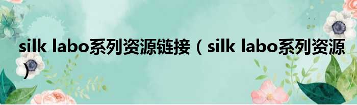 silk labo系列资源链接 silk labo系列资源
