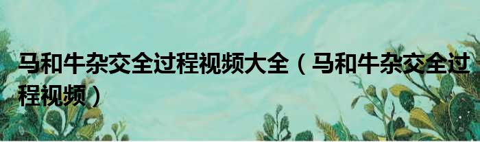 马和牛杂交全过程视频大全 马和牛杂交全过程视频