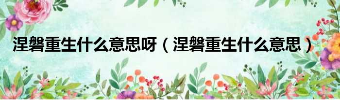 涅磐重生什么意思呀 涅磐重生什么意思