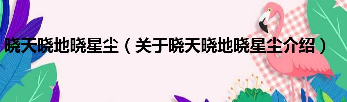晓天晓地晓星尘 关于晓天晓地晓星尘介绍