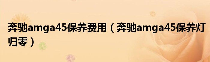 奔驰amga45保养费用 奔驰amga45保养灯归零