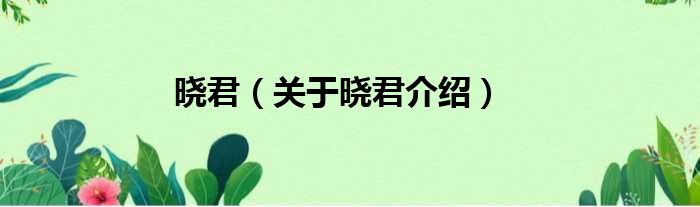 晓君 关于晓君介绍