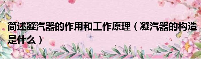 简述凝汽器的作用和工作原理 凝汽器的构造是什么