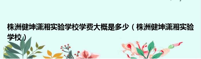 株洲健坤潇湘实验学校学费大概是多少 株洲健坤潇湘实验学校