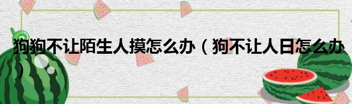 狗狗不让陌生人摸怎么办 狗不让人日怎么办