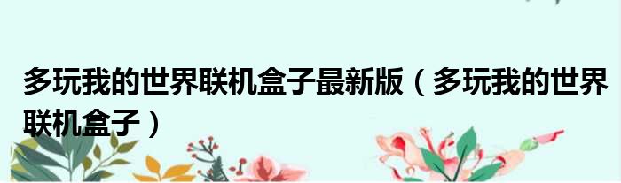 多玩我的世界联机盒子最新版 多玩我的世界联机盒子