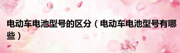 电动车电池型号的区分 电动车电池型号有哪些