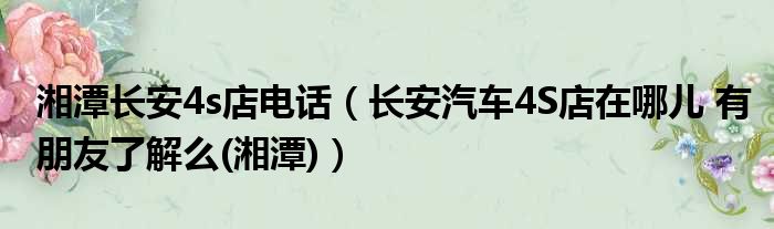 湘潭长安4s店电话 长安汽车4S店在哪儿 有朋友了解么 湘潭