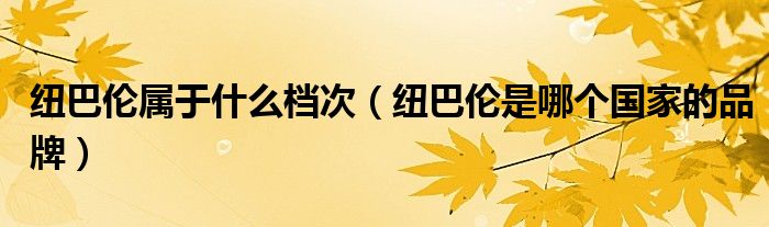 纽巴伦属于什么档次 纽巴伦是哪个国家的品牌