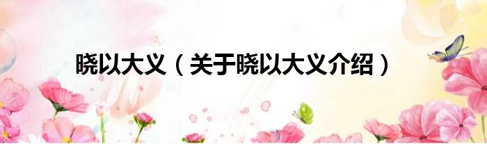 晓以大义 关于晓以大义介绍