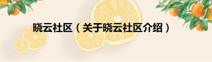 晓云社区 关于晓云社区介绍