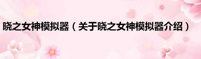 晓之女神模拟器 关于晓之女神模拟器介绍
