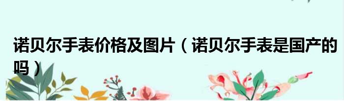 诺贝尔手表价格及图片 诺贝尔手表是国产的吗