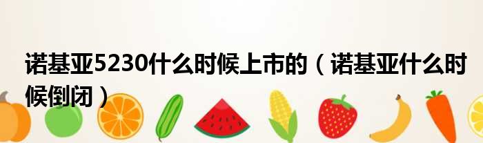 诺基亚5230什么时候上市的 诺基亚什么时候倒闭