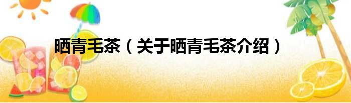 晒青毛茶 关于晒青毛茶介绍