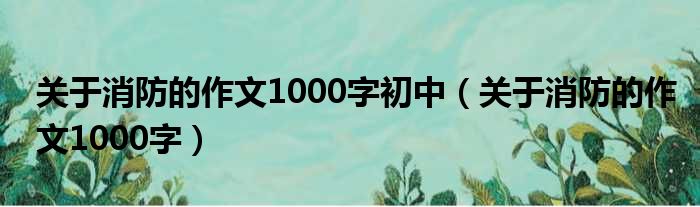 关于消防的作文1000字初中 关于消防的作文1000字