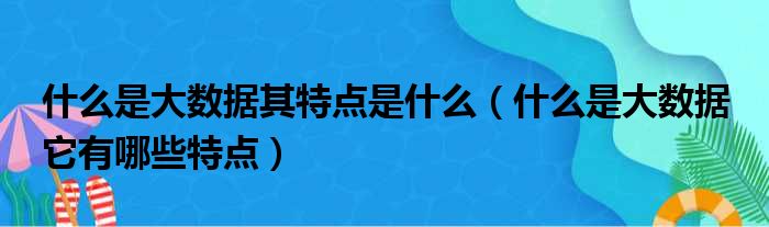 什么是大数据其特点是什么 什么是大数据 它有哪些特点