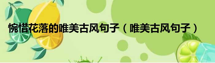 惋惜花落的唯美古风句子 唯美古风句子