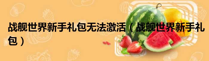 战舰世界新手礼包无法激活 战舰世界新手礼包