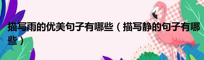 描写雨的优美句子有哪些 描写静的句子有哪些
