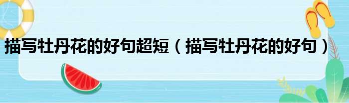 描写牡丹花的好句超短 描写牡丹花的好句
