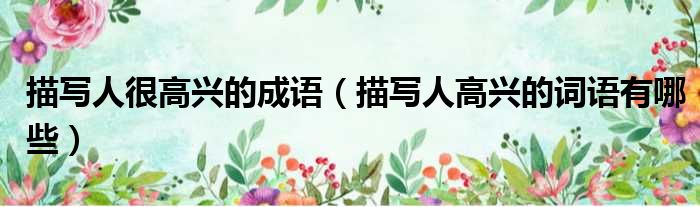 描写人很高兴的成语 描写人高兴的词语有哪些