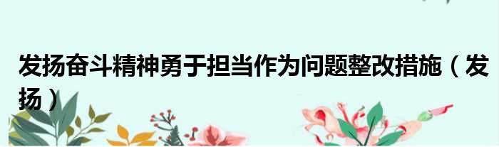 发扬奋斗精神勇于担当作为问题整改措施 发扬