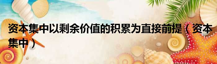 资本集中以剩余价值的积累为直接前提 资本集中