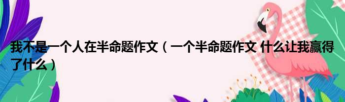 我不是一个人在半命题作文 一个半命题作文 什么让我赢得了什么