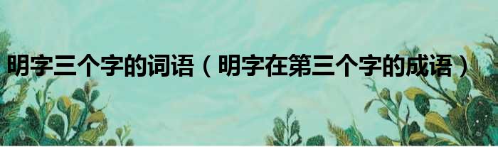 明字三个字的词语 明字在第三个字的成语