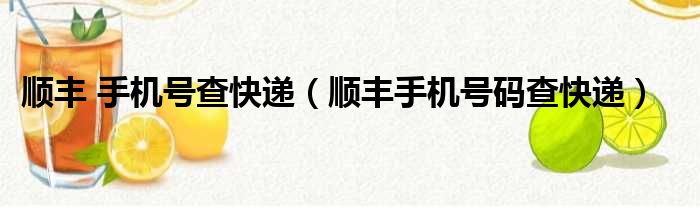 顺丰 手机号查快递 顺丰手机号码查快递