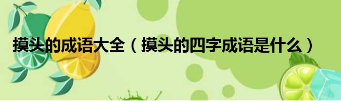 摸头的成语大全 摸头的四字成语是什么