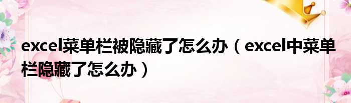 excel菜单栏被隐藏了怎么办 excel中菜单栏隐藏了怎么办