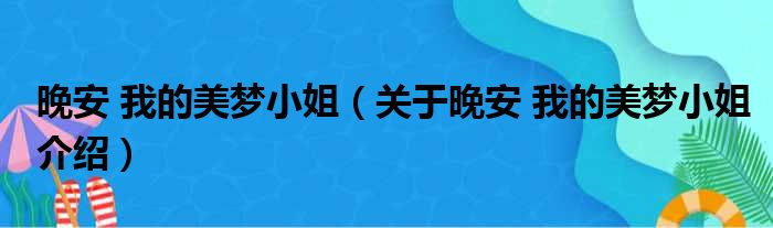 晚安 我的美梦小姐 关于晚安 我的美梦小姐介绍
