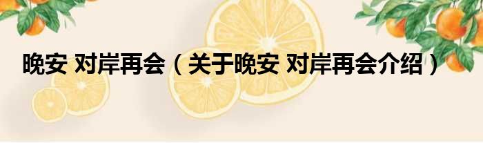 晚安 对岸再会 关于晚安 对岸再会介绍
