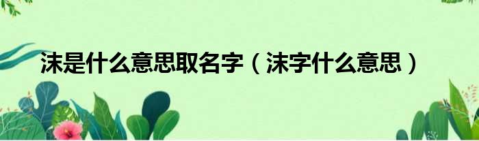 沫是什么意思取名字 沫字什么意思