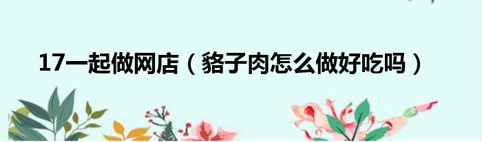 17一起做网店 貉子肉怎么做好吃吗