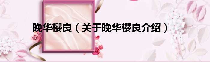 晚华樱良 关于晚华樱良介绍