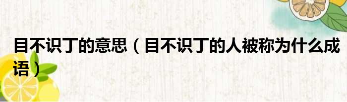 目不识丁的意思 目不识丁的人被称为什么成语