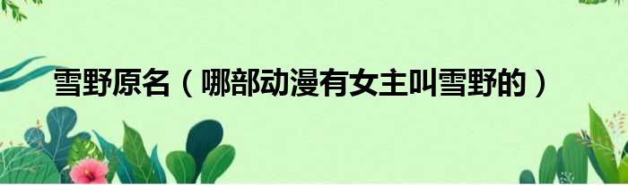 雪野原名 哪部动漫有女主叫雪野的