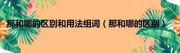 那和哪的区别和用法组词 那和哪的区别