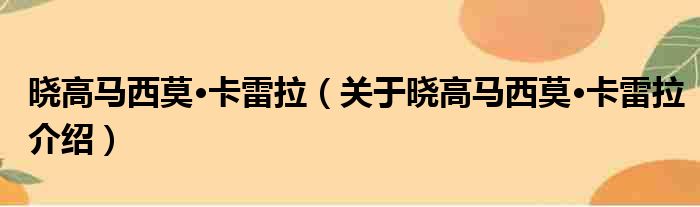 晓高马西莫·卡雷拉 关于晓高马西莫·卡雷拉介绍