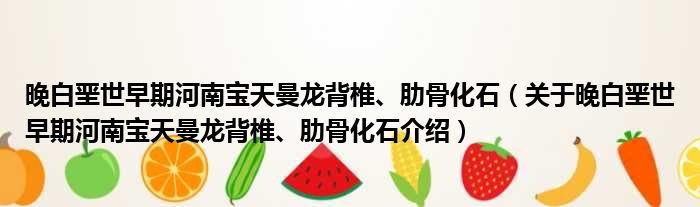 晚白垩世早期河南宝天曼龙背椎、肋骨化石 关于晚白垩世早期河南宝天曼龙背椎、肋骨化石介绍